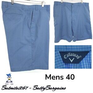 Callaway Mens Sz 40 Golf Shorts Polyester Blue Plaid Grid Pattern